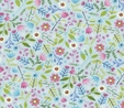 Allover Floral on Sky Blue Fabric Crafting