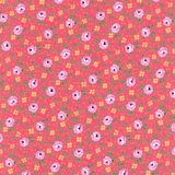 Bliss Multi Floral & Dot on Medium Pink Fabric
