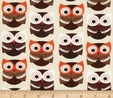Brown Retro Owls on Cream Fabric  3