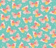 Confetti Blossoms Multi Butterflies on Dark Seafoam Fabric Crafting