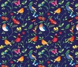 Conservatory Digital Birds Multi on Navy Fabric  3