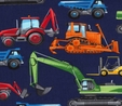 Construction Vehicles in Navy Fabric Quilting & Patchwork