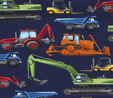 Construction Vehicles in Navy Fabric Quilting & Patchwork 3