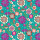 Forest Frolic Small Floral on Teal Fabric