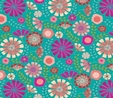 Forest Frolic Small Floral on Teal Fabric 