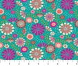 Forest Frolic Small Floral on Teal Fabric  2