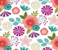 Forest Frolic Small Floral on White Fabric