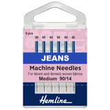 Hemline Sewing Machine Needles: Jeans: Medium/Heavy 90/14: 6 Pieces