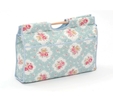 HobbyGift | Knit Craft Bag | Floral on Turquoise with wooden handle 