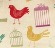 Multi Birds & Cage on Beige Fabric For Craft & Bag Making 