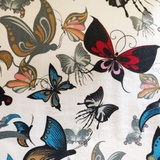 Multi Butterflies on Beige Fabric For Craft & Bag Making