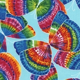 Multi Tie Dye Butterflies On Aqua Fabric