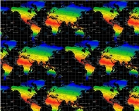 Multicolour World Map on Black Fabric Panel