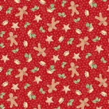 Sugar & Spice Christmas Collection on Red Fabric