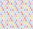 Sunkissed Swimmers Multi Anchors on White Fabric Crafting