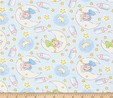 Teddy Bear Dreams on Blue Flannel Fabric  2