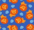 Jungle Jam Orange Lions On Royal Blue Fabric Crafting 2