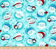 Yeti For Winter Animal Friends on Turquoise Flannel Fabric Flannel 2